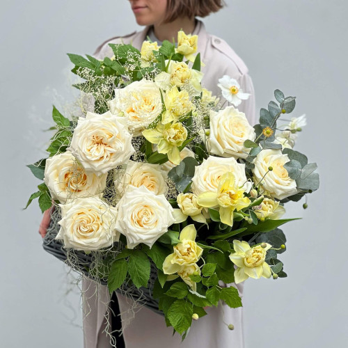 Basket with flowers «Vira, Nadiya & Lyubov»