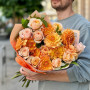 Warm bouquet with dahlias and roses «Orange Mood»