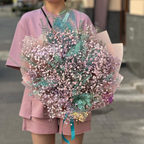 Colorful bouquet of pink gypsophila «Flashes of color music»