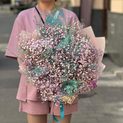 Colorful bouquet of pink gypsophila «Flashes of color music»