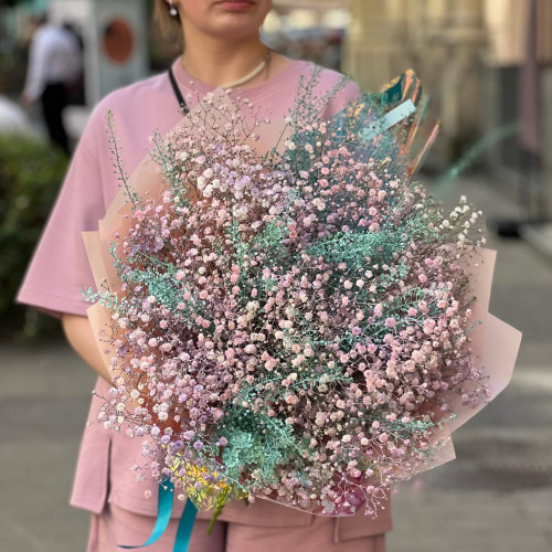 Colorful bouquet of pink gypsophila «Flashes of color music»