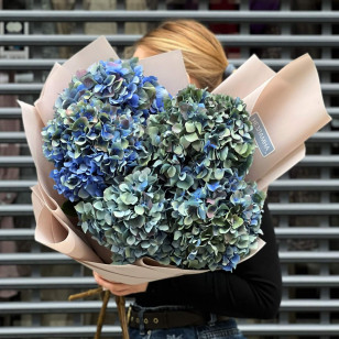 Bouquet of 5 hydrangeas «Sea waves»