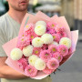 35 dahlias in a bouquet «Pink Ice cream»