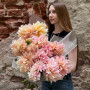 Lacy bouquet of 11 premium dahlias «Cafe au lait»