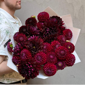 Букет із 29 жоржин «Таємна ніч»