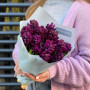 15 фіолетових гіацинтів у букеті «Весняний баклажанчик»