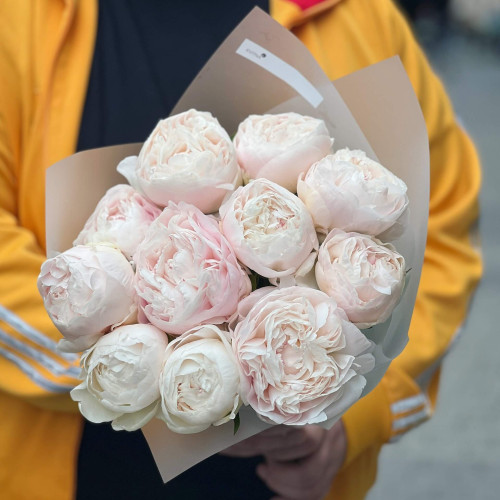 11 peonies in a bouquet «Peony Ice cream»