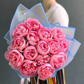 Etched Salmon peonies - 15 pcs.