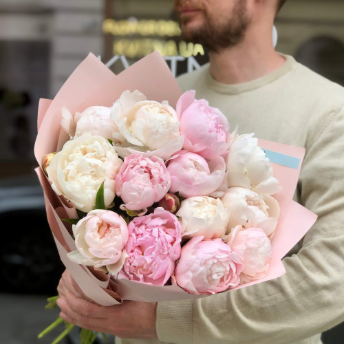 Mix of 13 peonies of delicate shades «Fragrance of May»