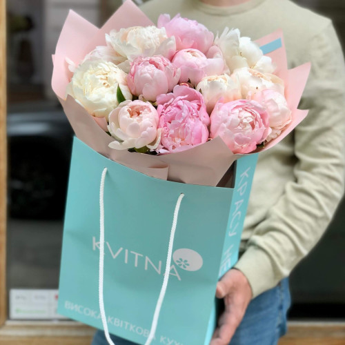 Mix of 13 peonies of delicate shades «Fragrance of May»