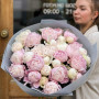 33 luxurious peonies in a bouquet «Lake of tenderness»