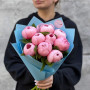 9 Salmon Dream peonies in a bouquet «Strawberry Sorbet»