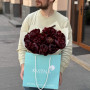 Bouquet of 11 rich burgundy peonies «Cherry in chocolate»