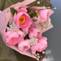Delicate bouquet of 7 Salmon Dream pink peonies «Luxurious Necklace»