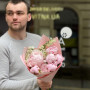 7 light pink peonies in a bouquet «Flower of Tenderness»