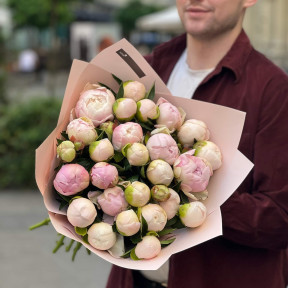 25 incredibly delicate peonies in a bouquet «Airy souffle»
