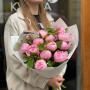 Delicate bouquet of 13 peonies «Girl's diamonds»
