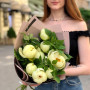 Light bouquet of peonies and raspberry greenery «Lemon lollipops»