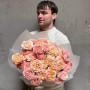 11 branches of Juliet spray peony roses in a bouquet «Peach Delight»