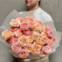 11 branches of Juliet spray peony roses in a bouquet «Peach Delight»