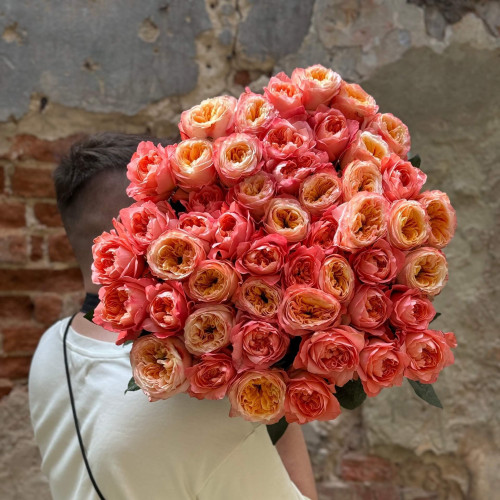 51 піоновидна троянда у букеті «Мерехтливий дракон»