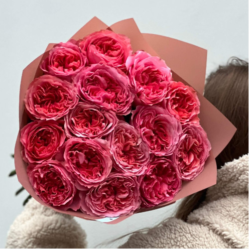 15 яскравих піоновидних троянд Candy X-Pressionв букеті «Солодкі троянди»