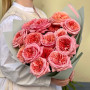 15 троянд Pink X-pression у букеті «Стиглі нектаринки»
