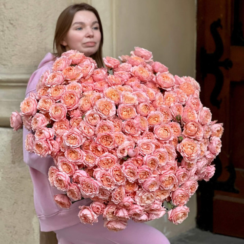 Luxurious bouquet of 51 branches of Juliet spray peony roses «Paradise Glow»