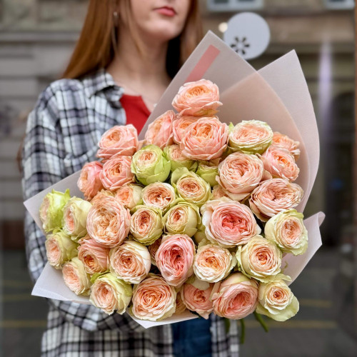 11 branches of Lady Ella and Pavlova spray peony roses «Rose Dance»