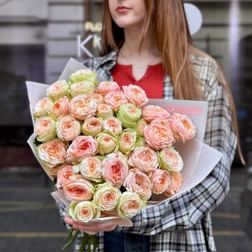 11 branches of Lady Ella and Pavlova spray peony roses «Rose Dance»