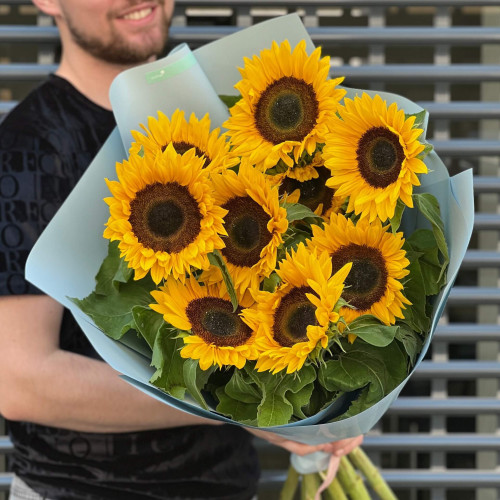9 соняшників у букеті «Сонечко»