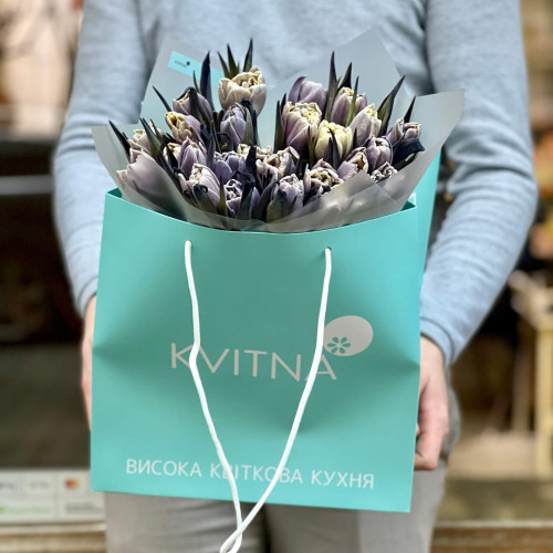 Magical bouquet of 25 Vip Roses tulips «Mystical flower»