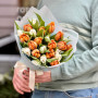 25 peony-shaped tulips in a bouquet «Light apricot»