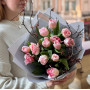 Букет із ніжно-рожевих тюльпанів «Ягідні поцілуночки»