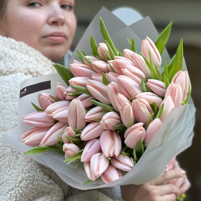 47 преміальних тюльпанів Thijs Boots у букеті «Весняні цукерочки»