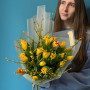19 французьких тюльпанів у букеті «Лимонні смаколики»
