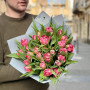 25 peony shaped tulips of Flash Point variety in a bouquet «Mottled Stars»