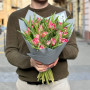 25 peony shaped tulips of Flash Point variety in a bouquet «Mottled Stars»
