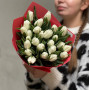 Delicate bouquet of snow-white classic tulips «Purity of Feelings»