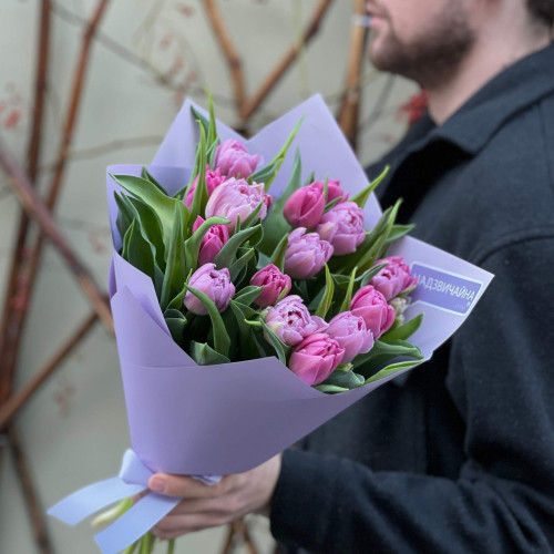 Мікс із 17 півонієвидних тюльпанів «Рожево-бузковий»