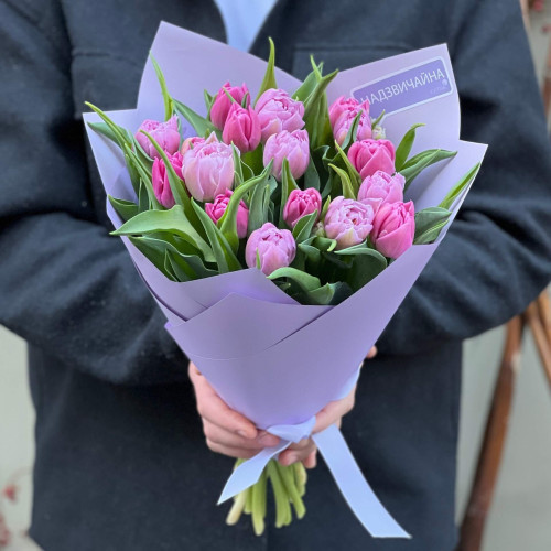 Мікс із 17 півонієвидних тюльпанів «Рожево-бузковий»