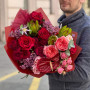 Fluffy bouquet in rich colors «Ruby Shimmer»