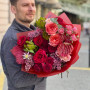 Fluffy bouquet in rich colors «Ruby Shimmer»