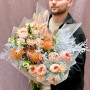 Winter bouquet with exquisite Juliet peony roses «Peach Love»
