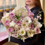 Delicate bouquet with roses and anemones «Lavender tenderness»