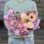 Бузковий букет з герберою «Лавандовий шовк»