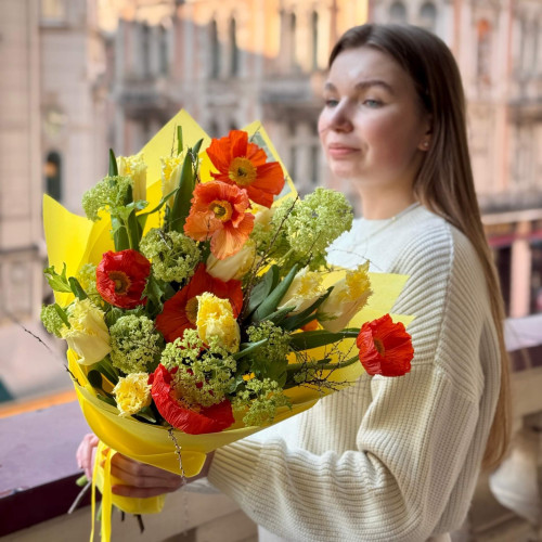 Польовий яскравий букет з маками «Макова полянка»