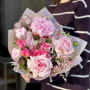Pink fragrant bouquet with peony roses and peonies «Gentle Tetyanka»