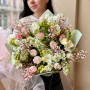 Exquisite bouquet with lilacs and freesias «Spring embrace»