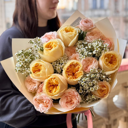 Сонячний теплий букет з трояндою Cream X-Pression «Кремовий поцілунок»